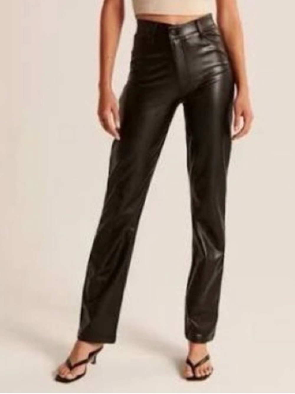A & F 90’s BLK Straight Ultra HighWaist Faux Leather Straight Leg Pants - Size 8